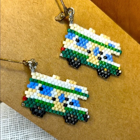 NWT Colorful Beaded Camper RV Earrings - Picture 1 of 5